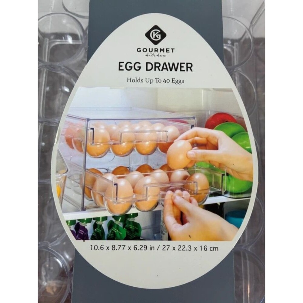 New Egg Storage Drawer 40 Eggs Plastic Clear - Picture 3 of 4